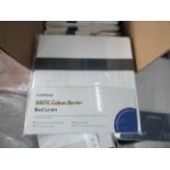 Soak & Sleep White/Navy 300TC Colour Border Cotton Standard Housewife Pillowcase Pair RRP 07