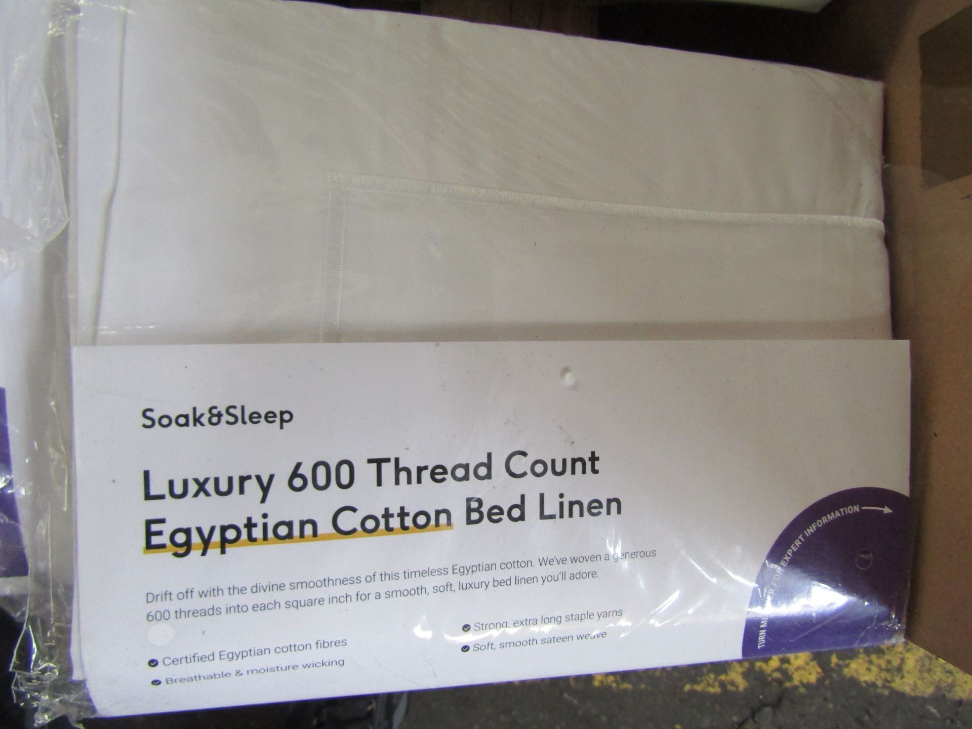 Soak & Sleep Soak & Sleep White 600TC Egyptian Cotton Superking Oxford Pillowcase Pair RRP 40 - Image 2 of 2
