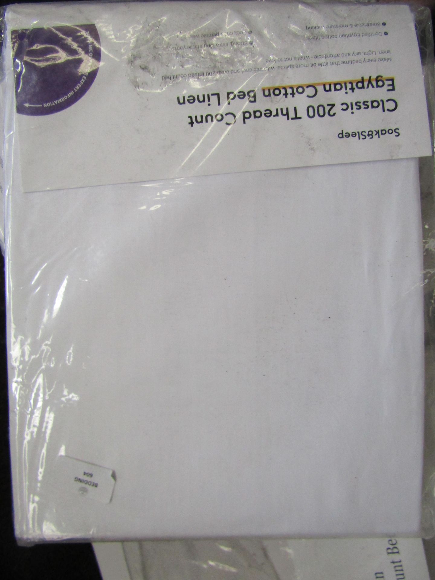 Soak & Sleep Soak & Sleep White 200TC Egyptian Cotton Double 40cm Fitted Sheet RRP 25 - Image 2 of 2