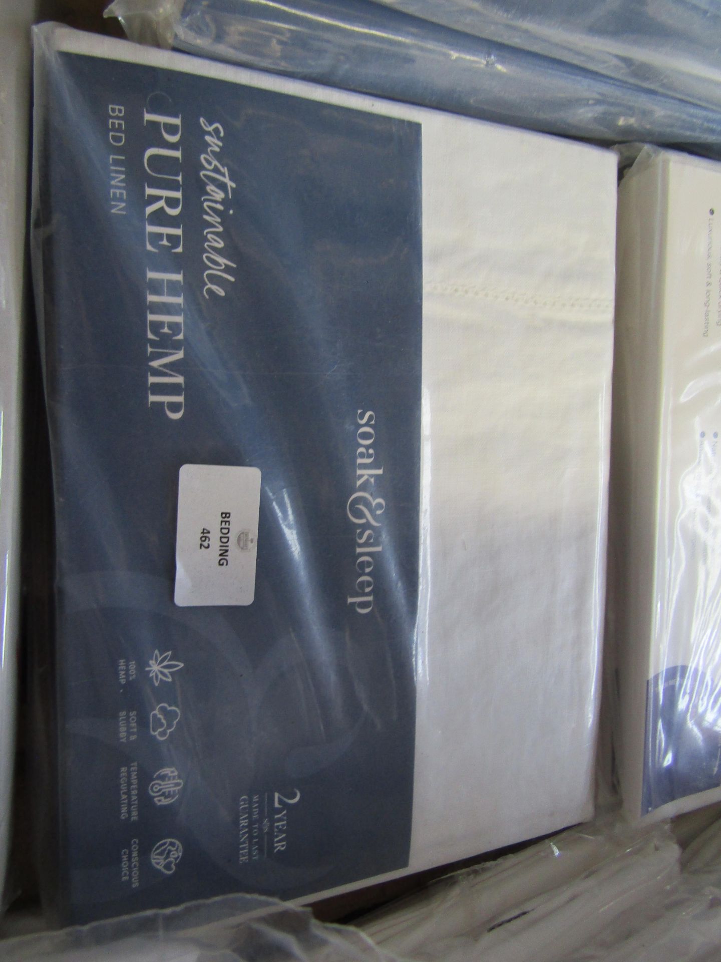 Soak & Sleep Soak & Sleep Chalk Pure Hemp Superking Oxford Pillowcase Pair RRP 36 - Image 2 of 2