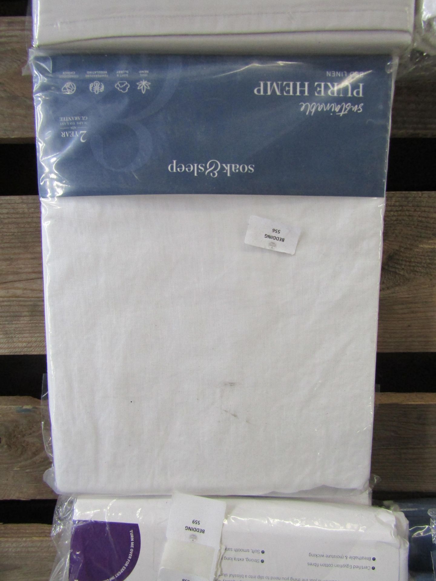 Soak & Sleep Soak & Sleep Chalk Pure Hemp King 30cm Fitted Sheet RRP 48 - Image 2 of 2