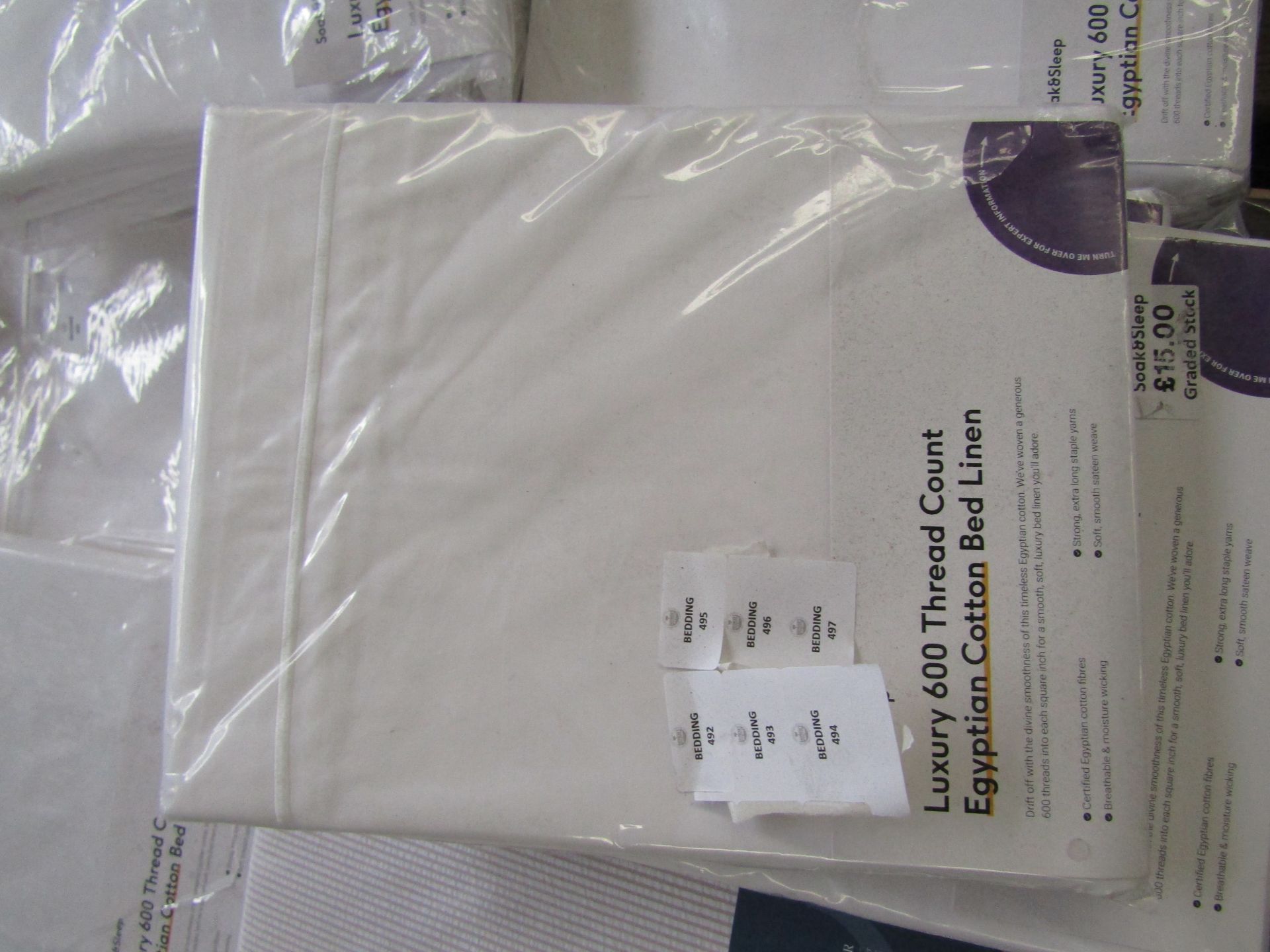 Soak & Sleep Soak & Sleep White 600TC Egyptian Cotton Single Flat Sheet RRP 45 - Image 2 of 2