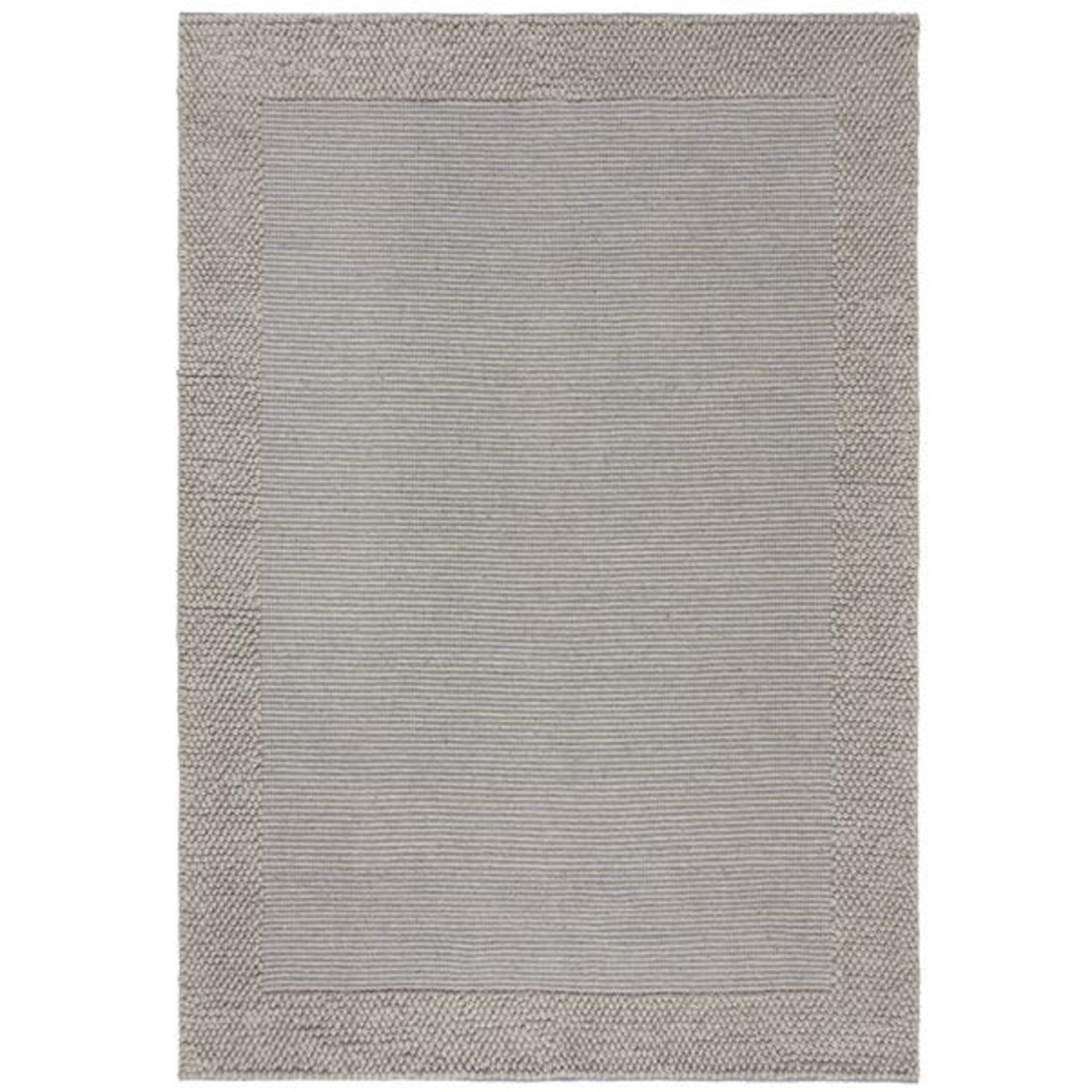 Bobble Wool D040 Pebble Wool Border Rug In Grey 80X150Cm RRP 59