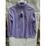 Under Par Ladies Long Sleeve Zip Neck Top Lavender/White, Size: 14 - Good Condition.