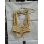 4x Pretty Little Thing Oatmeal Linen Look Cross Front Corset- Size 16, New & Packaged.