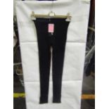 2x Pretty Little Thing Shape Black Colour Ribbed Split Hem Leggings - Size Small, New & Packaged.