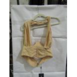 4x Pretty Little Thing Oatmeal Linen Look Cross Front Corset- Size 16, New & Packaged.