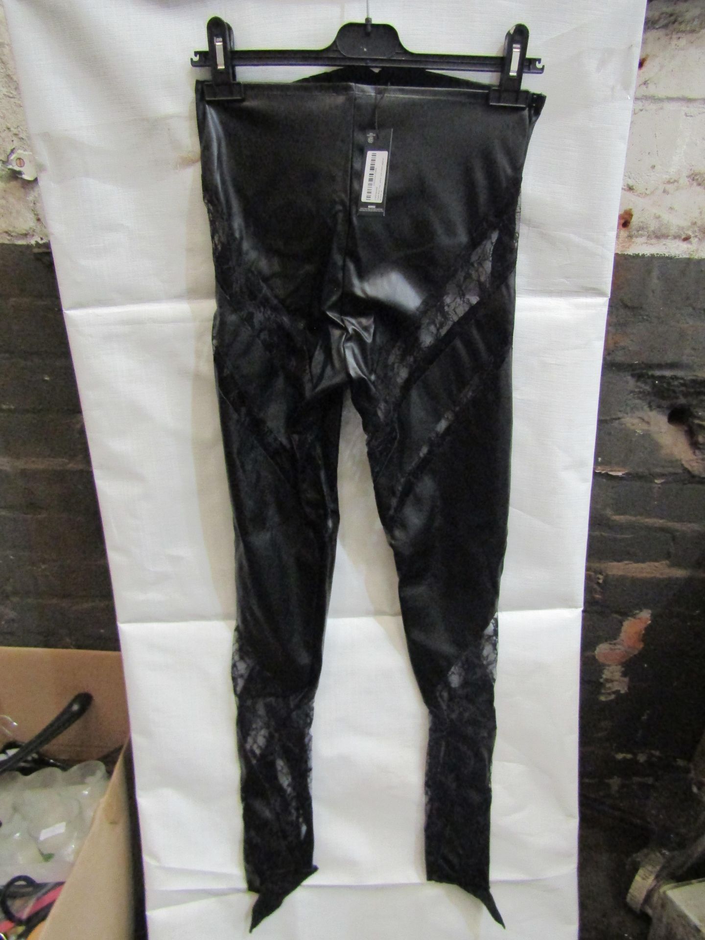 5x PrettyLittleThing Shape Black Faux Leather Insert Leggings, Size: 6 - New & Packaged.