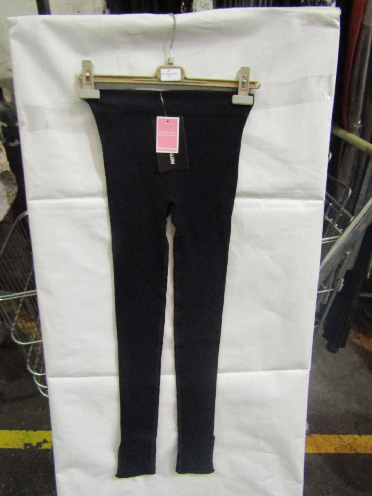 2x Pretty Little Thing Shape Black Colour Ribbed Split Hem Leggings - Size Small, New & Packaged. - Image 2 of 2