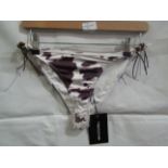 2x Pretty Little Thing Brown Cow Print Beaded Tie Bikini Bottoms - Size 14, New & Packaged.