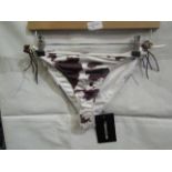 2x Pretty Little Thing Brown Cow Print Beaded Tie Bikini"s - Size 12, New & Packaged.
