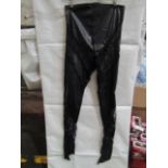 5x Pretty Little Thing Shape Black Faux Leather Lace Insert Leggings, Size 10, New & Packaged.