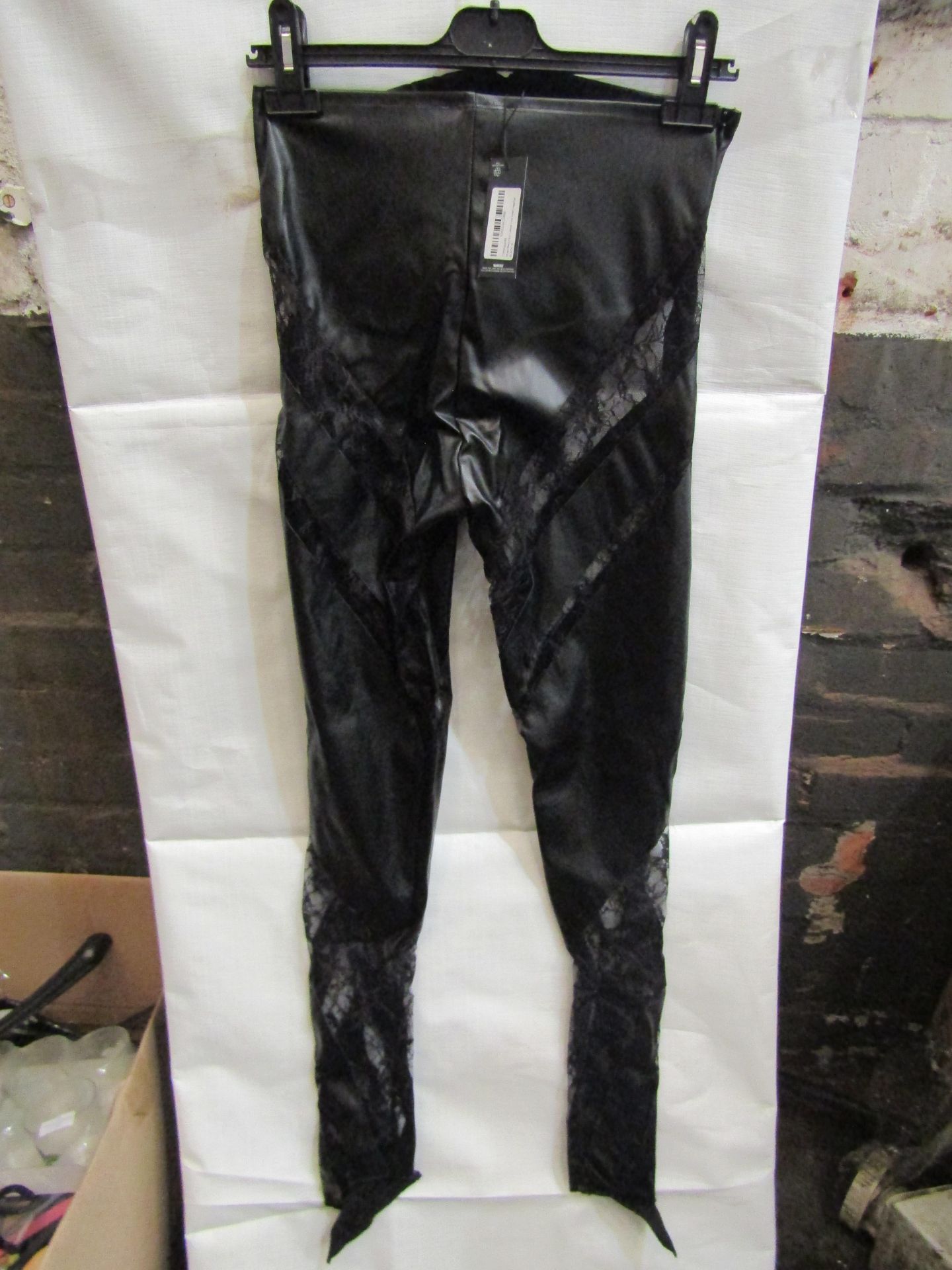 2x PrettyLittleThing Shape Black Faux Leather Insert Leggings, Size: 8 - New & Packaged.