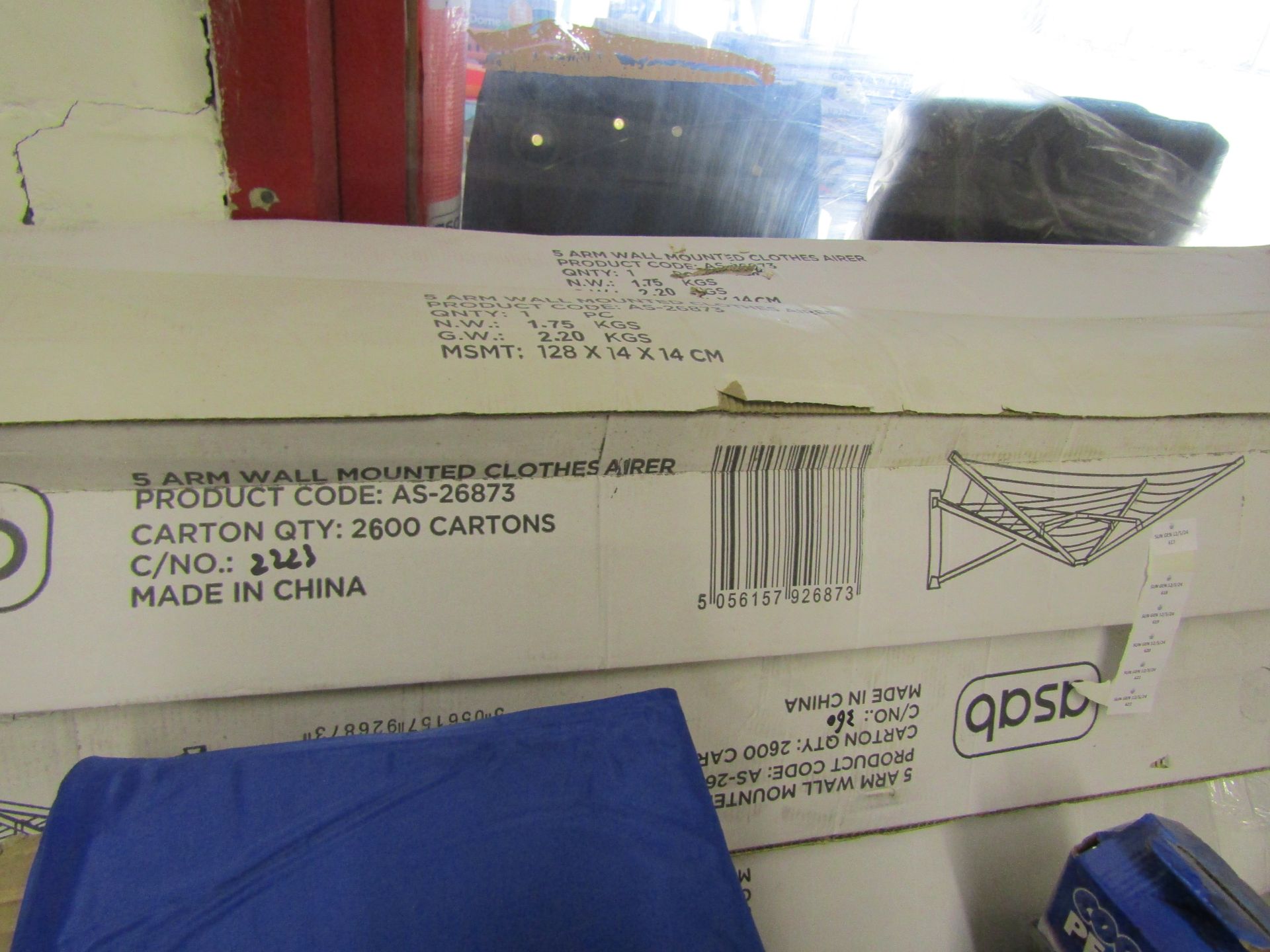 Asab 5 Arm Wall MountedClothes Airer, Unchecked & Boxed.