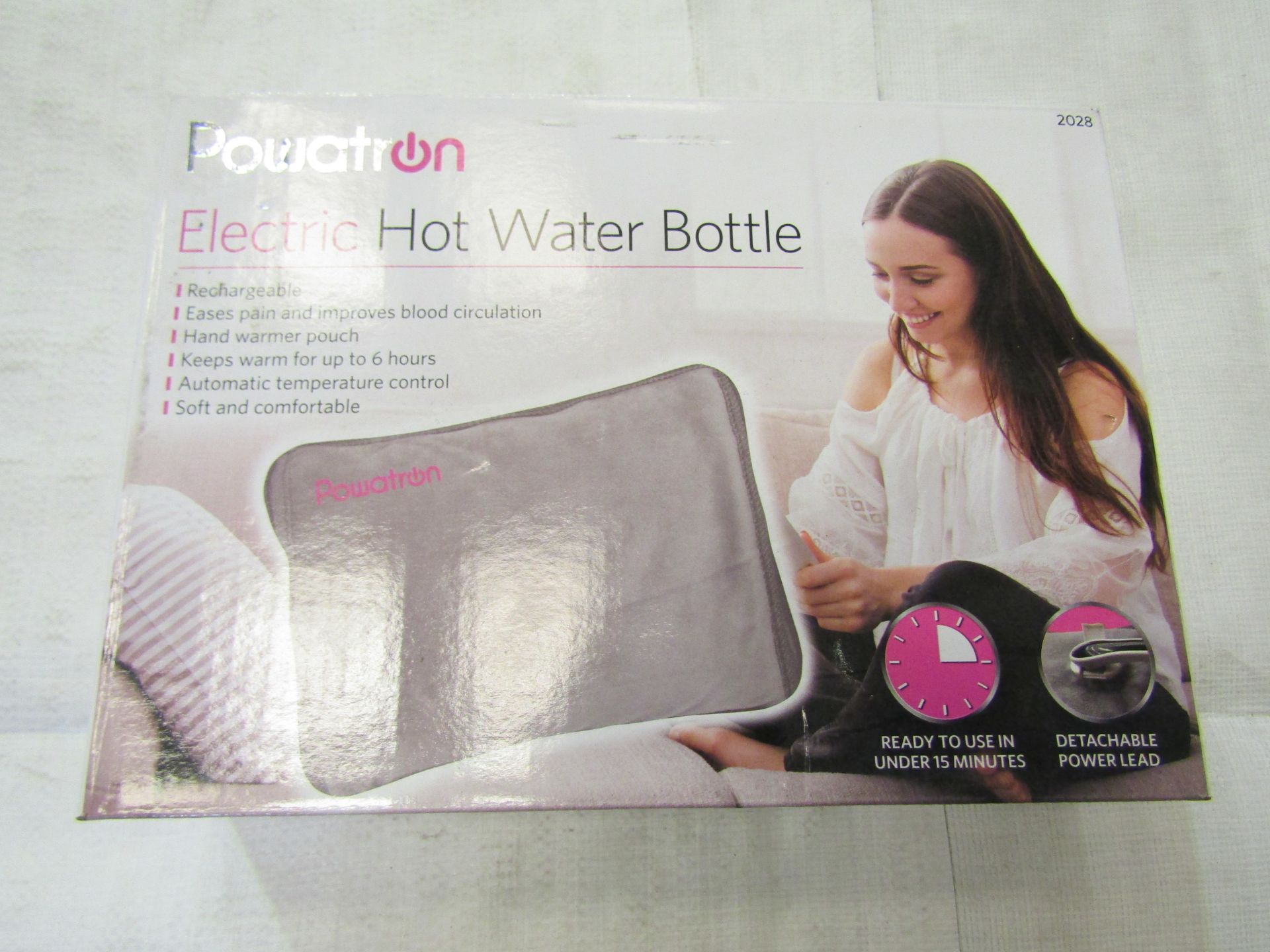 2x Powatron Electric Hot Water Bottle - Both Unchecked & Boxed.