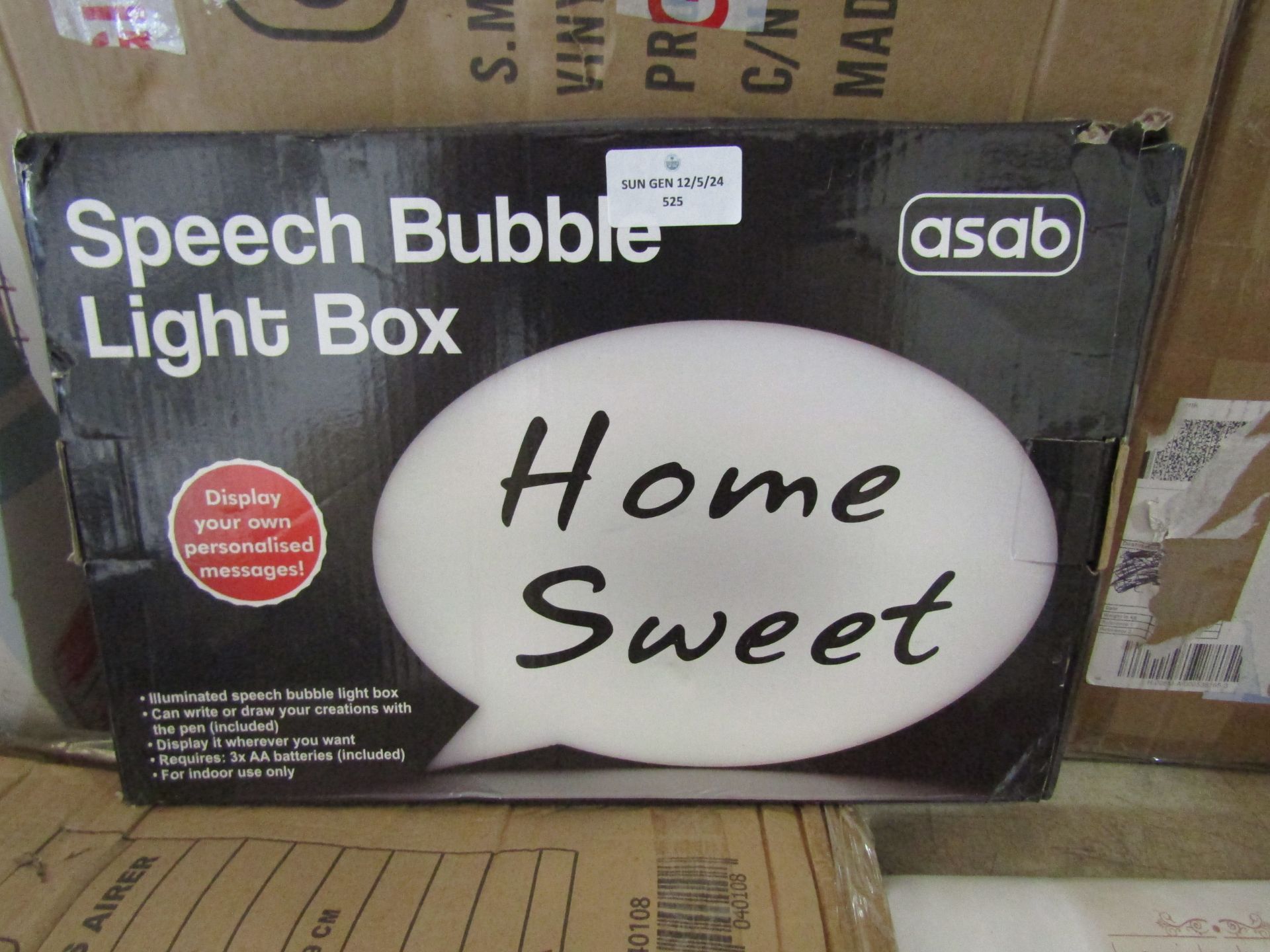 Asab Speech Bubble Light, Unchecked & Boxed.