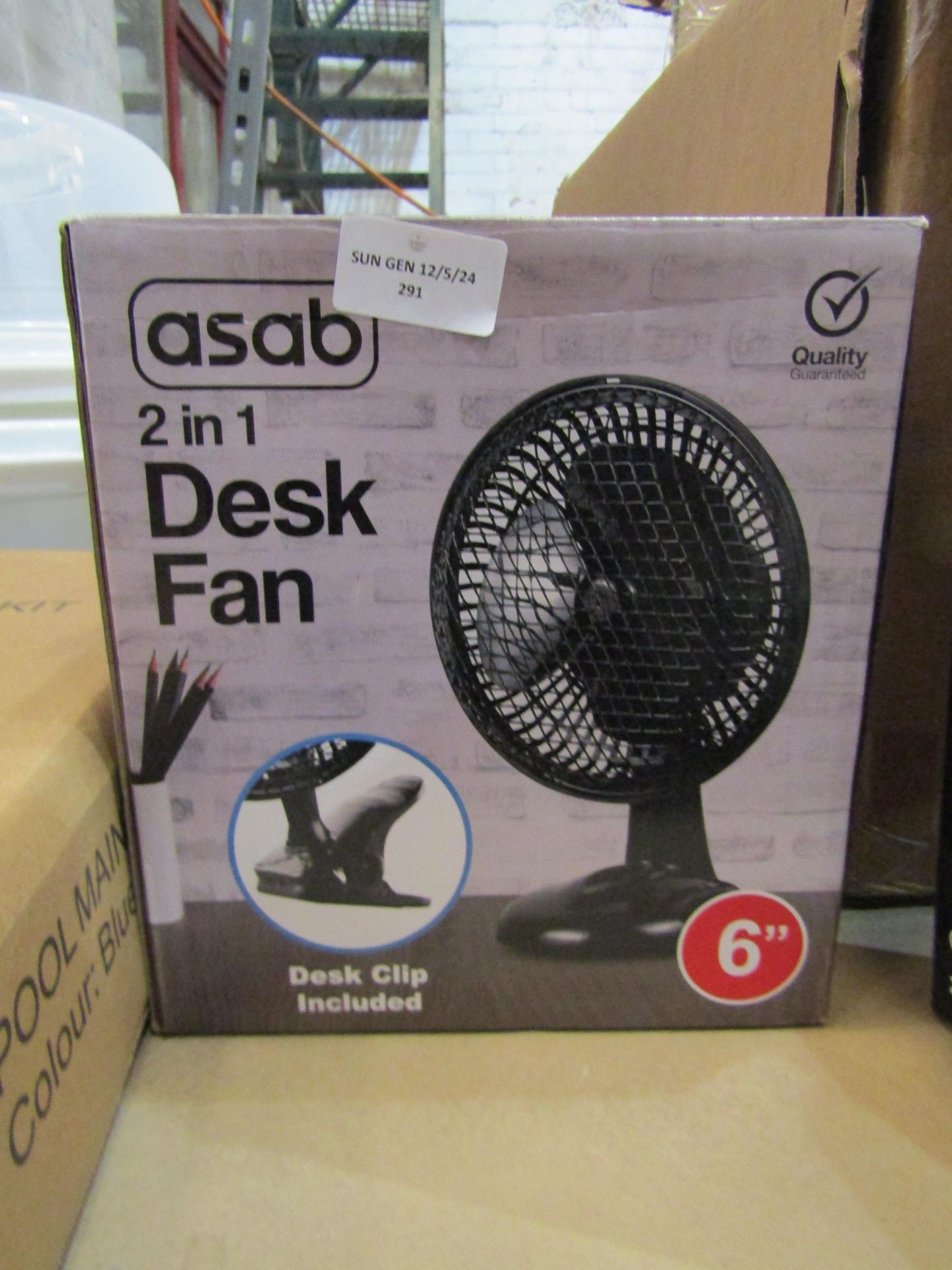 Asab 2 in 1 Desk Fan, 6" Unchecked & Boxed.