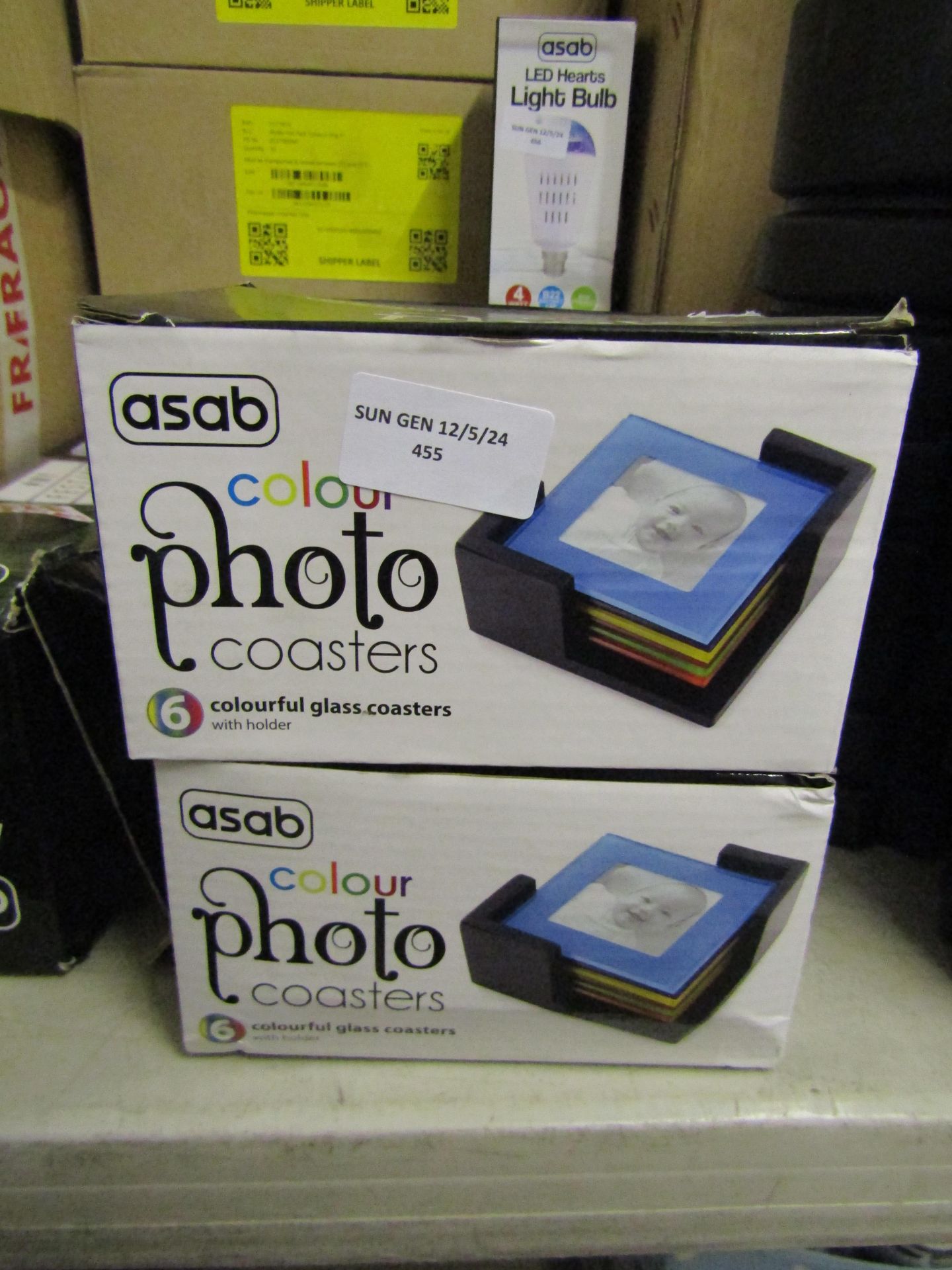 2x Asab Colour Photo Coasters, Unchecked & Boxed.