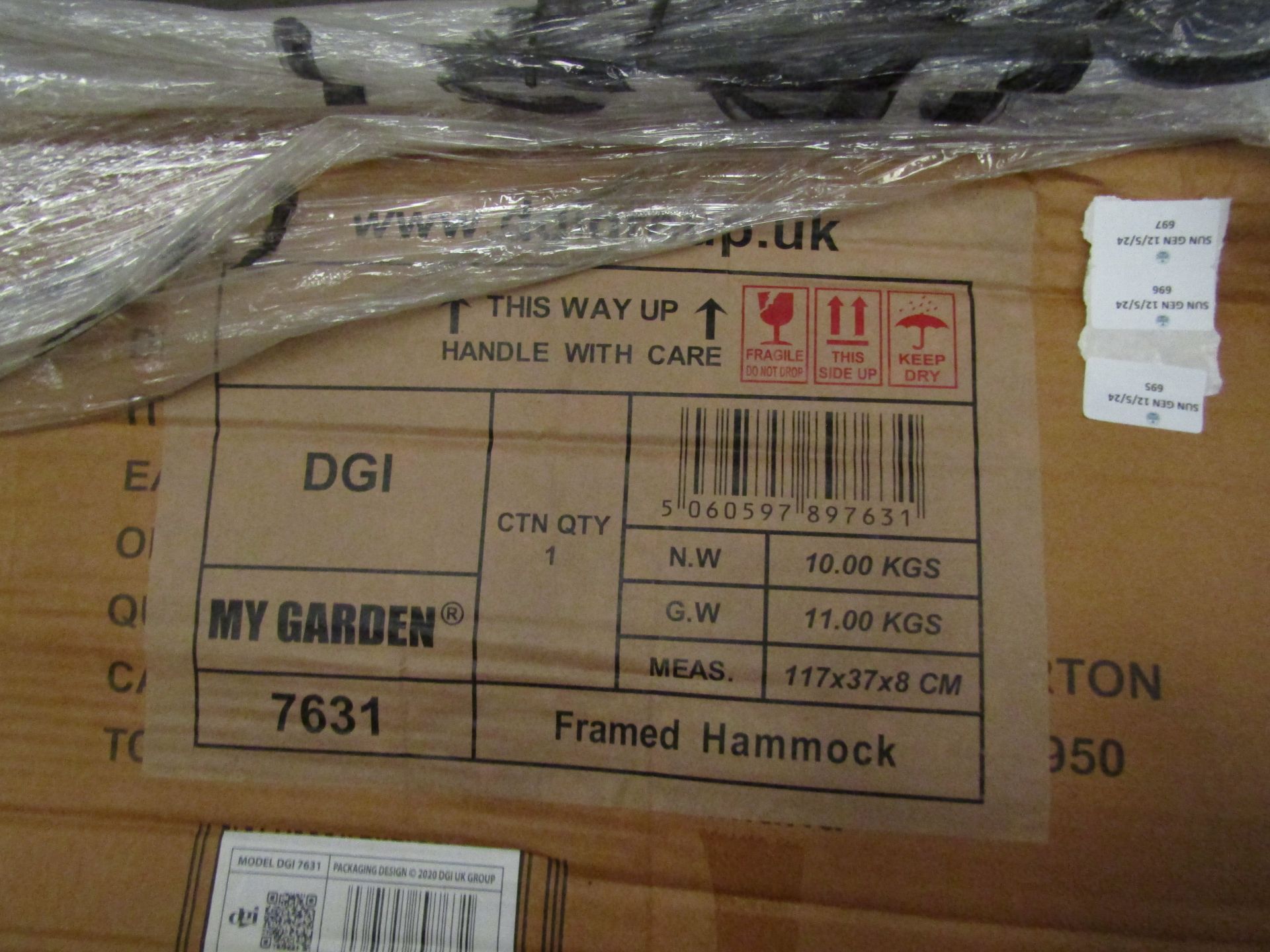 2 My Garden Framed Hammock, 117x37x8cm, Unchecked & Boxed, Viewing Is Advised.