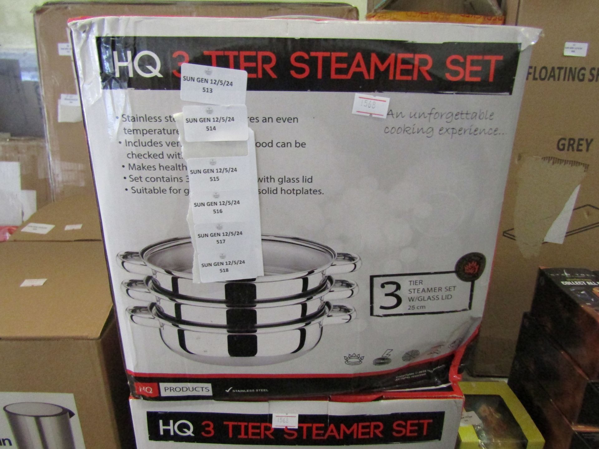 HQ 3 Tier Steamer Set, Unchecked & Boxed.