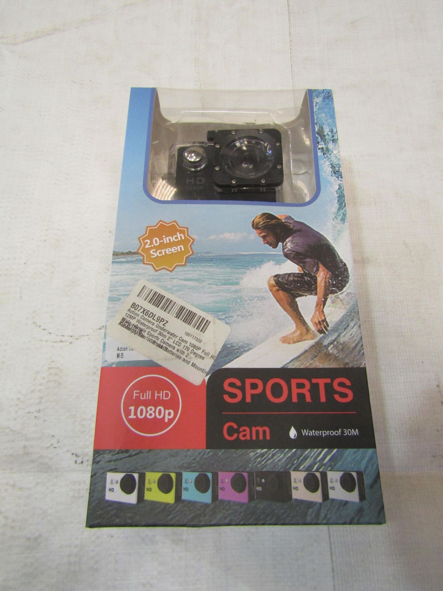 1080p Sports Camera, Waterproof To 30m, Full HD, 12mp LCD 170 Degree Wide Angle - Unchecked &