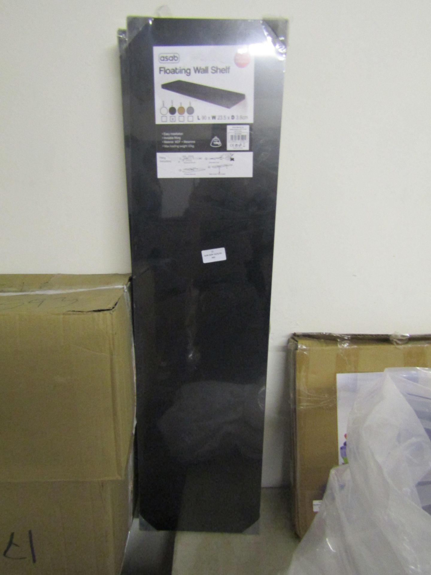 Asab Floating Wall Shelf, L90XW23.5XD3.8CM, Unchecked & Packaged.