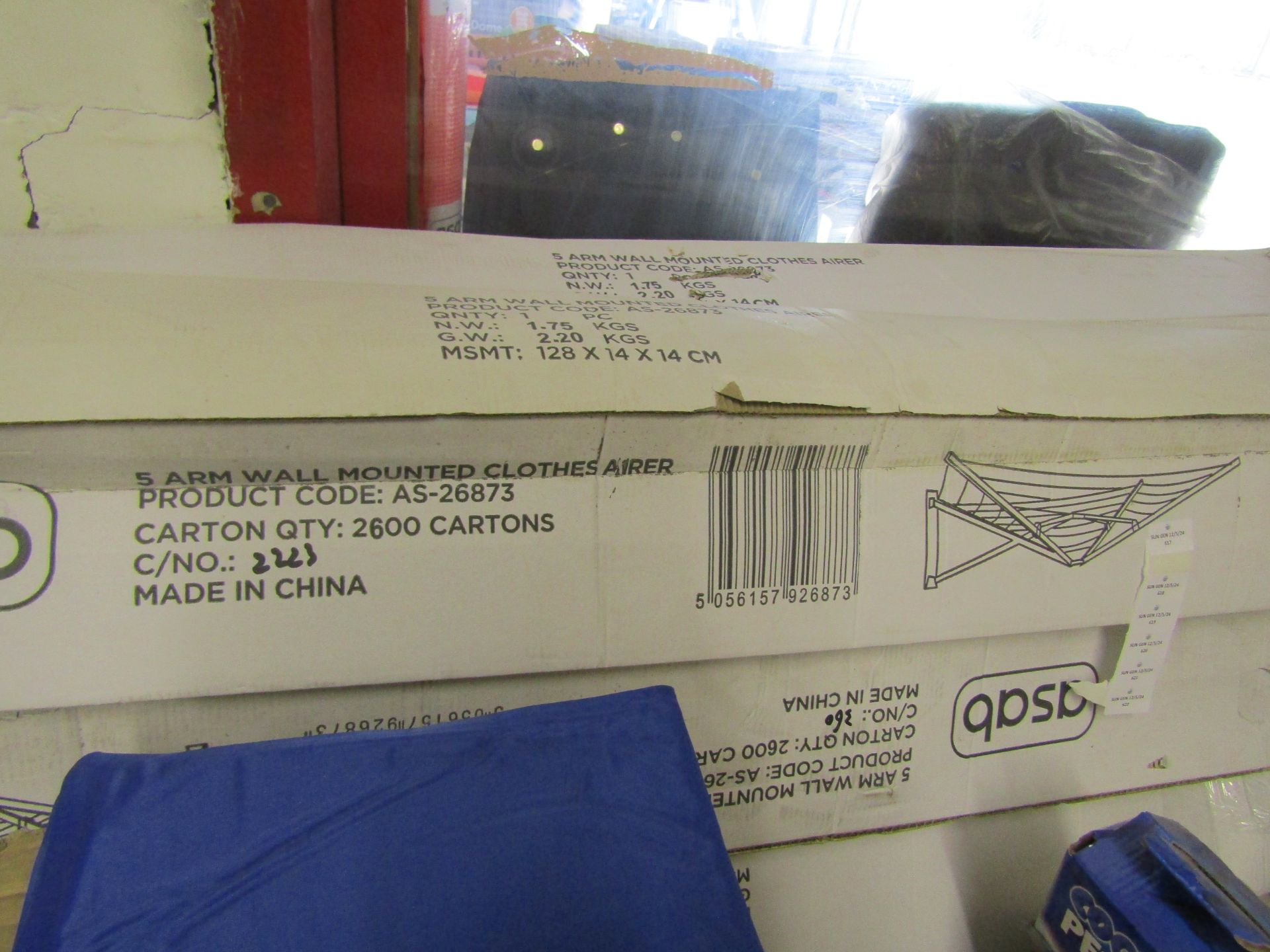 Asab 5 Arm Wall MountedClothes Airer, Unchecked & Boxed.