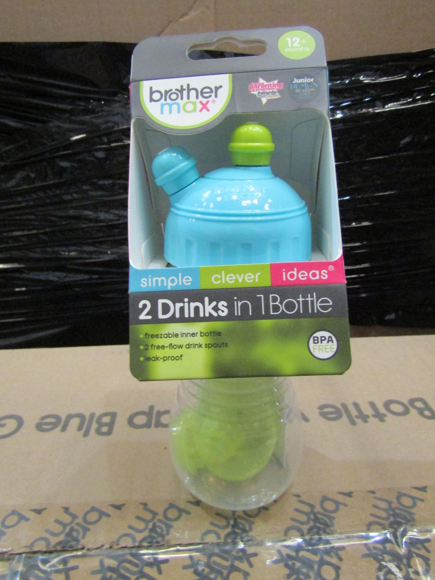 2x Brother Max 340ml 12+ Months 2 Drinks In 1 Bottle, Blue - New & Packaged.