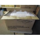 Approx 250 Clear Rectangular Microwave Containers, 650ml, Unchecked & Boxed.