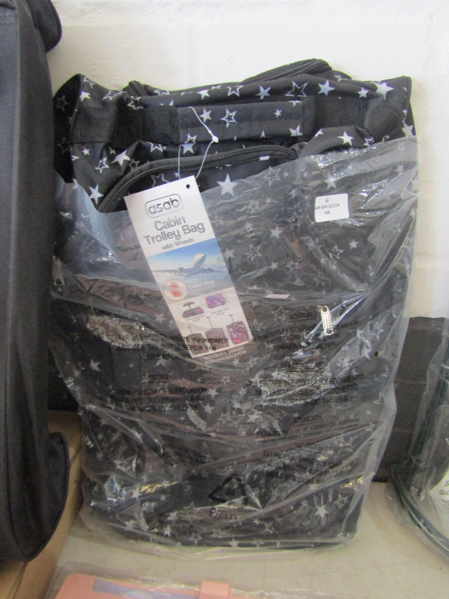 Asab Cabin Trolley Bag With Wheels, Unchecked & Packaged.