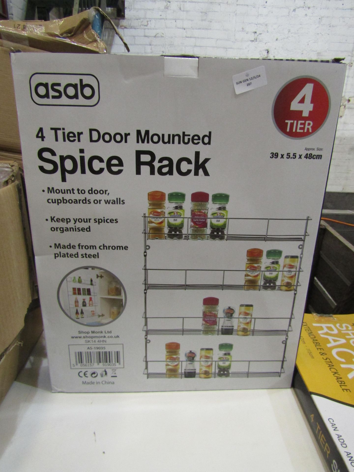2x Asab 4 Tier Chrome Plated Steel Spice Rack, Unchecked & Boxed.