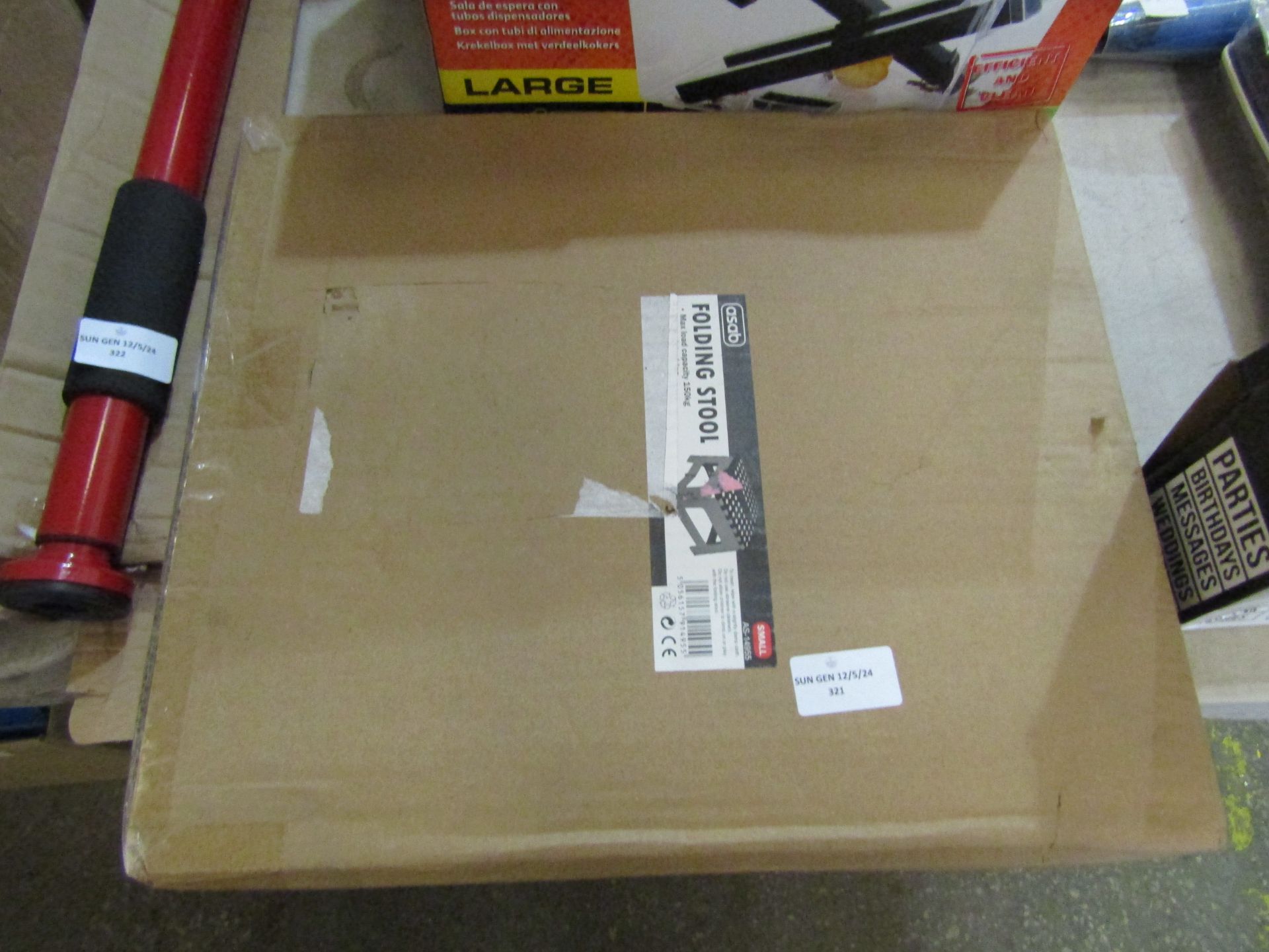 Asab Folding Stool, 150kg Capacity - Unchecked & Boxed.