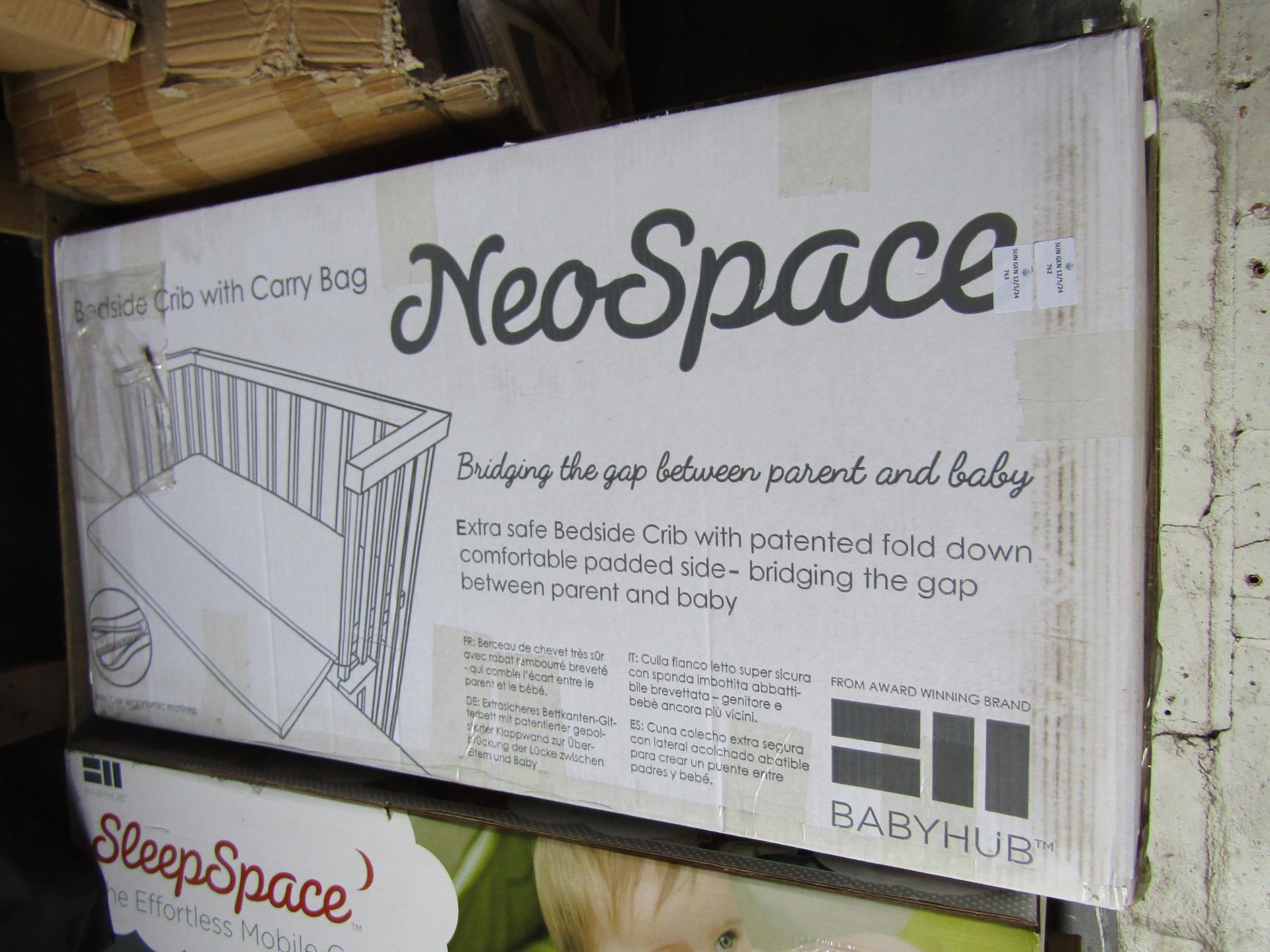 Neospace Bedside Crib With Carry Bag - Unchecked & Boxed.