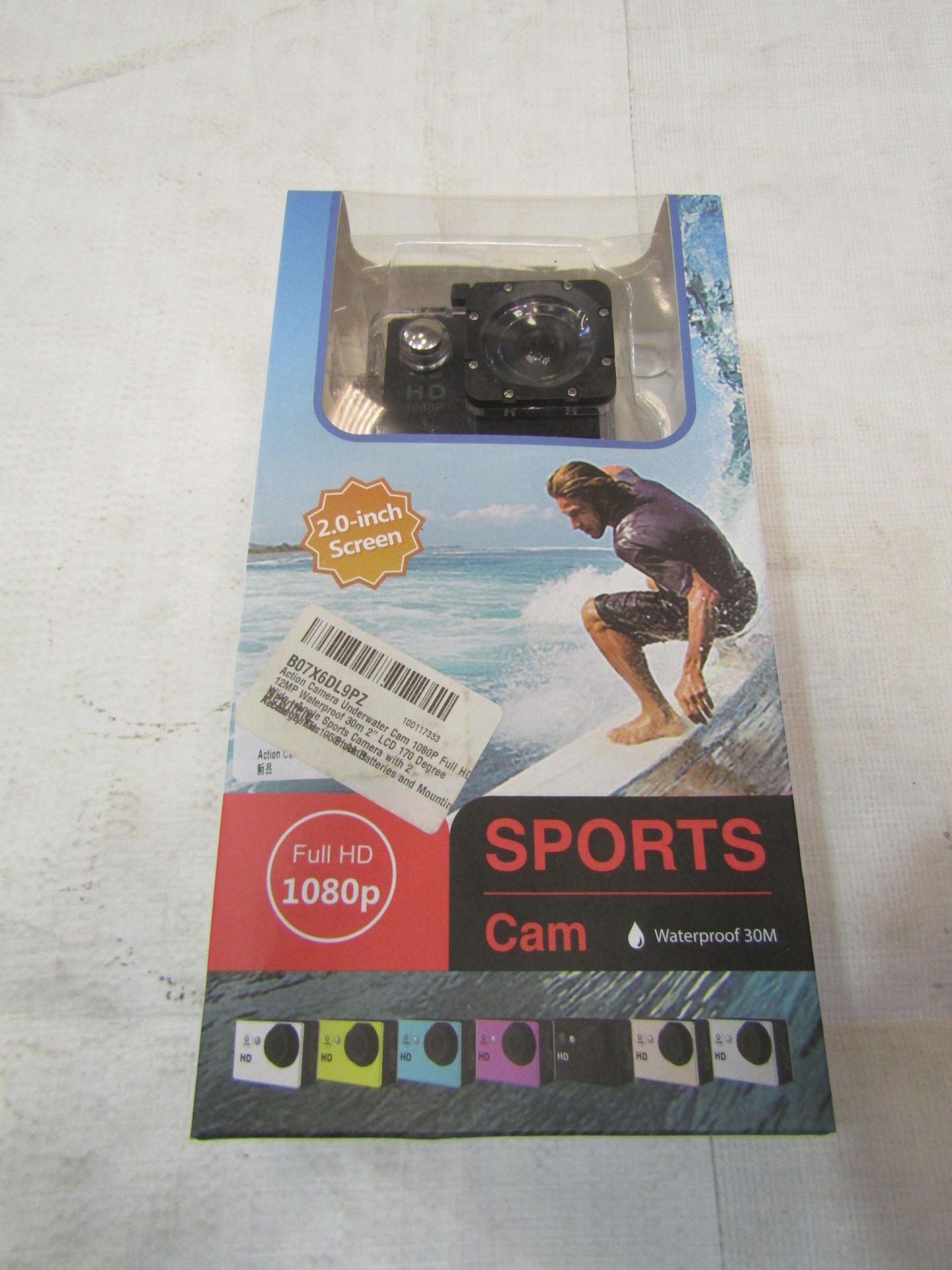 1080p Sports Camera, Waterproof To 30m, Full HD, 12mp LCD 170 Degree Wide Angle - Unchecked &