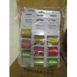 Box Of 24x Giftmaker Sequin Reels,2m, Red, Gold, Green, Unchecked & Packaged.