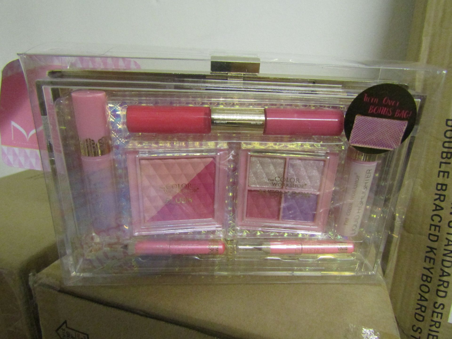 6x The Colour Workshop - Sweetheart 14-Piece Beauty Set With Clutch Bag - New & Packaged.