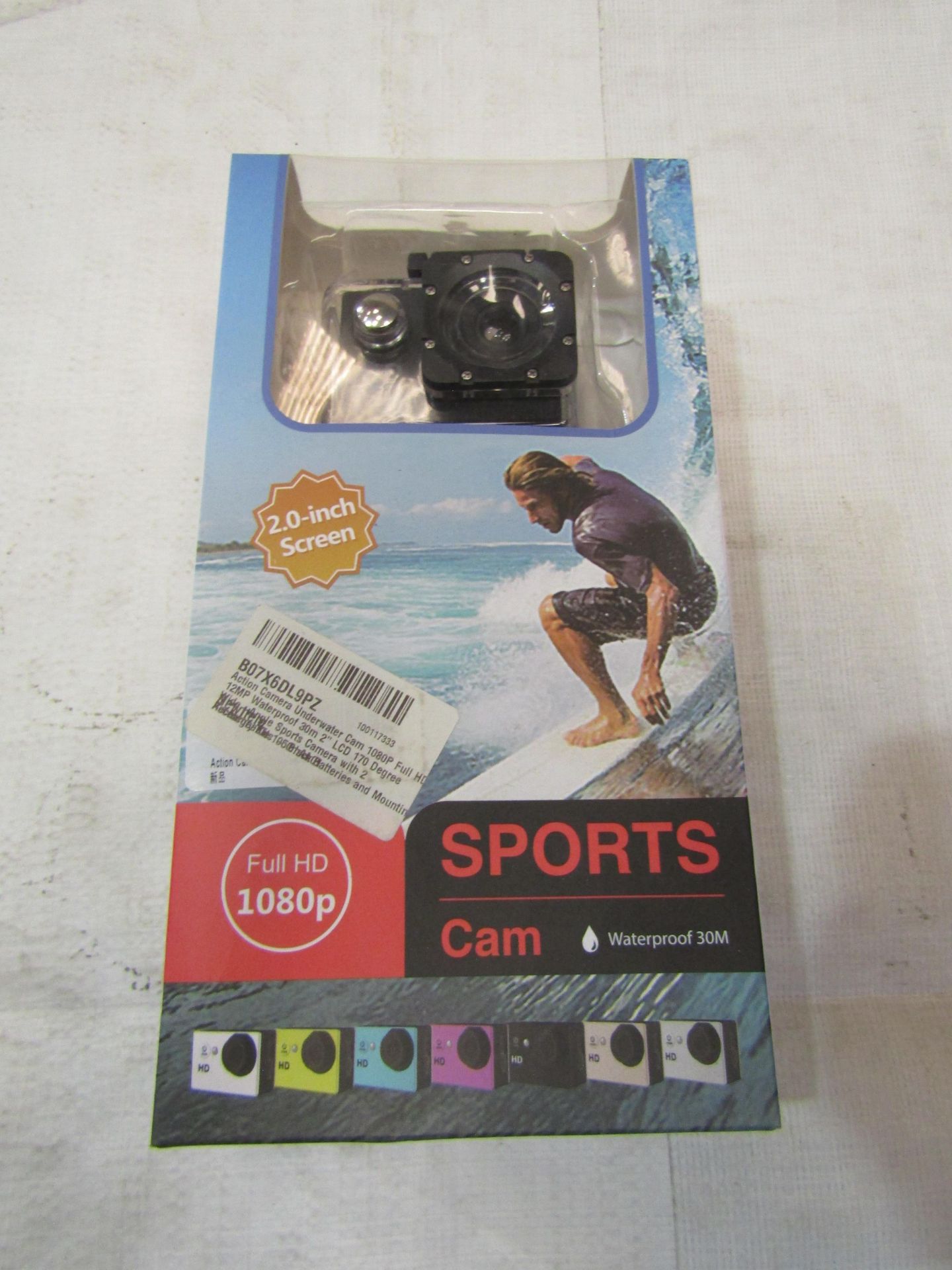 1080p Sports Camera, Waterproof To 30m, Full HD, 12mp LCD 170 Degree Wide Angle - Unchecked &