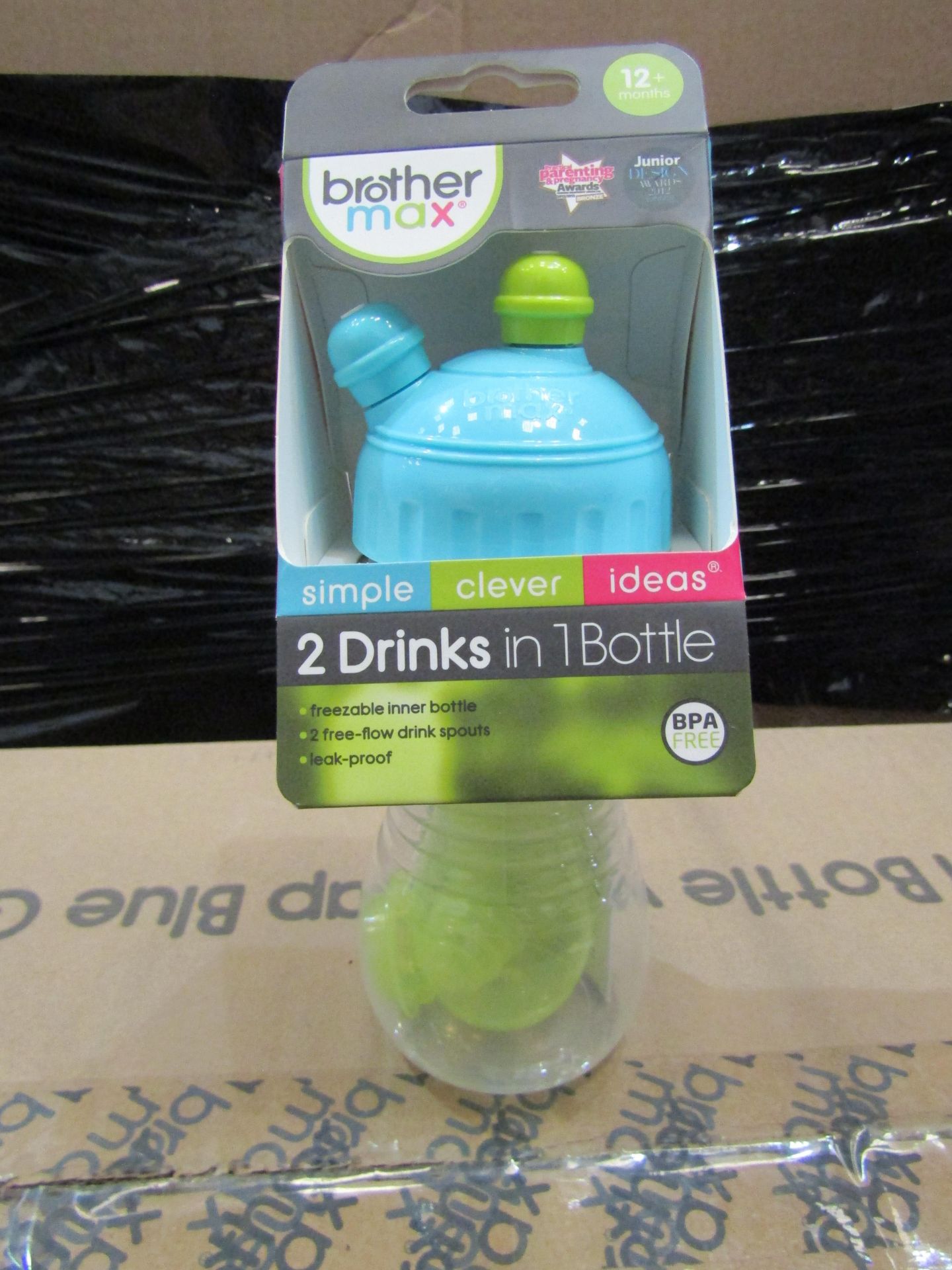 2x Brother Max 340ml 12+ Months 2 Drinks In 1 Bottle, Blue - New & Packaged.