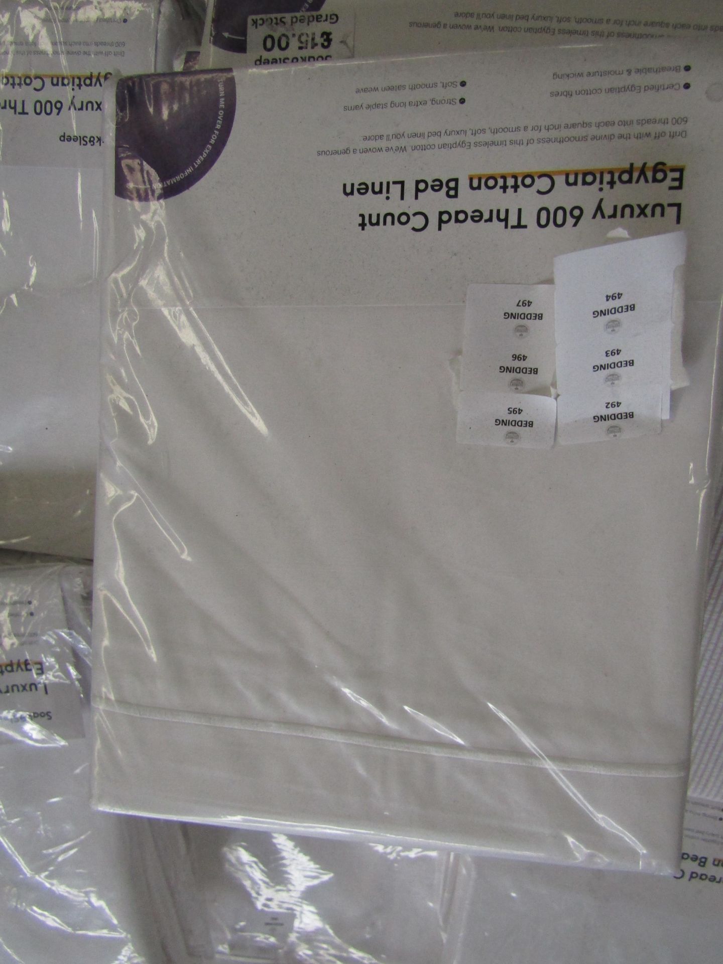 Soak & Sleep Soak & Sleep White 600TC Egyptian Cotton Single Flat Sheet RRP 45 - Image 2 of 2