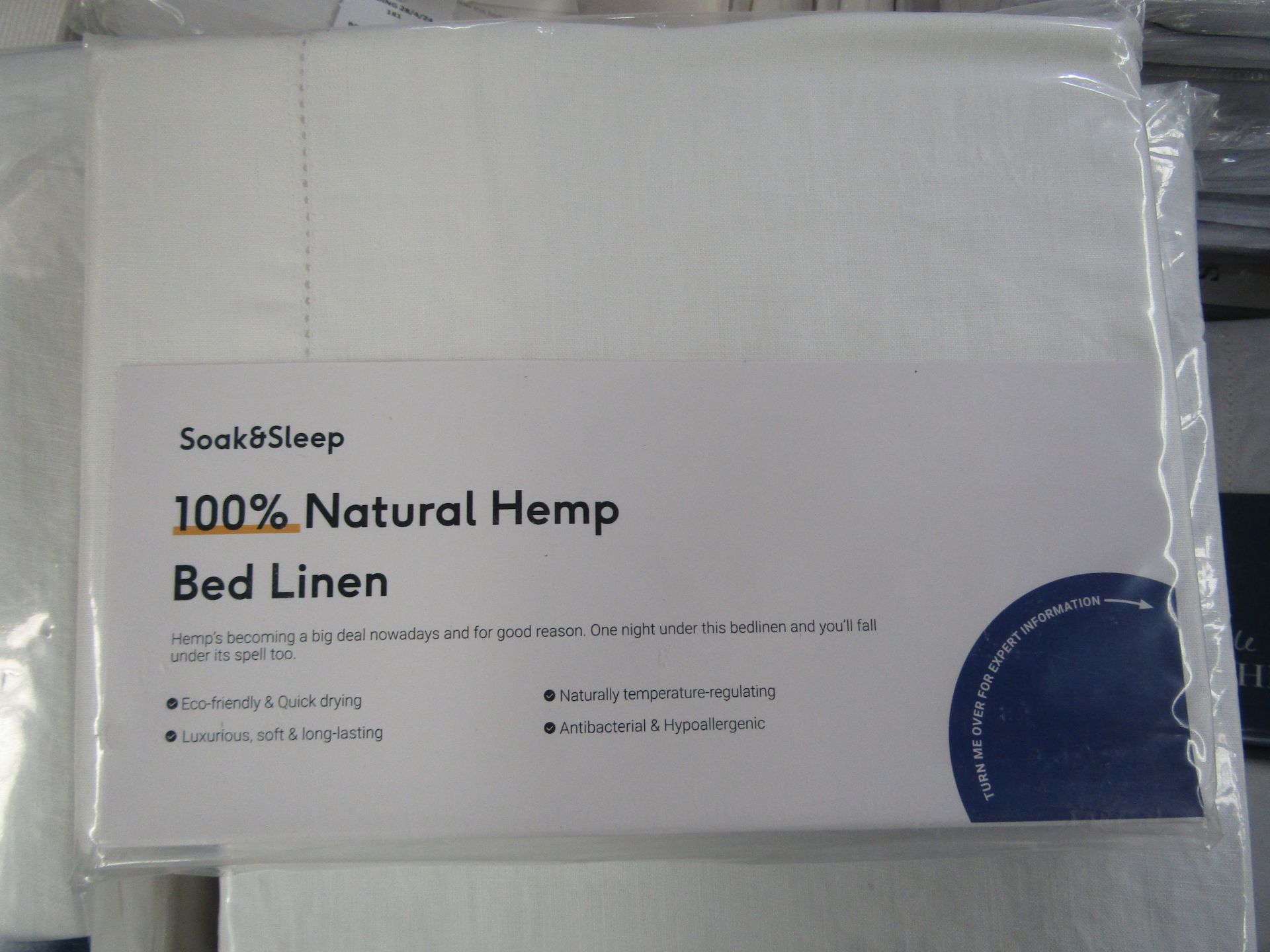 Soak & Sleep Soak & Sleep Chalk Pure Hemp Standard Housewife Pillowcase Pair RRP 20 - Image 2 of 2