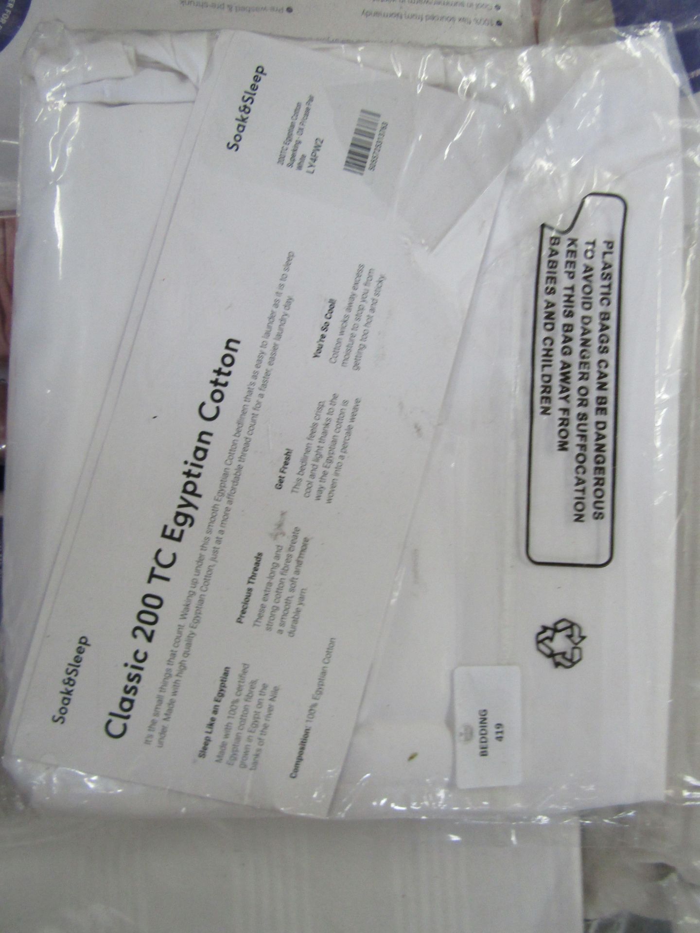 Soak & Sleep Soak & Sleep White 200TC Egyptian Cotton Superking Oxford Pillowcase Pair RRP 21 - Image 2 of 2