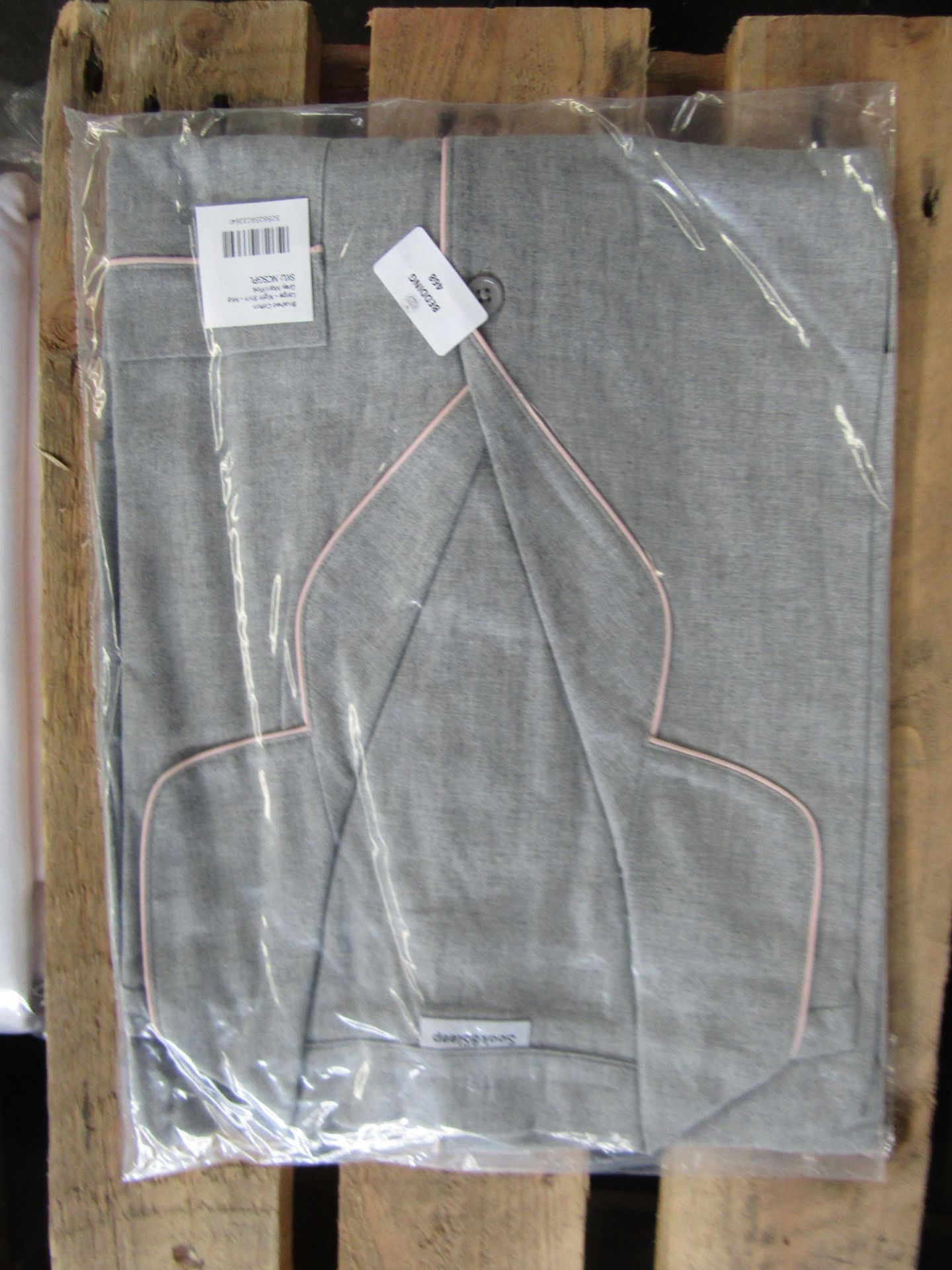Soak & Sleep Mid Grey Marl/Pink Brushed Cotton Large Night Shirt RRP 15 - Image 3 of 3