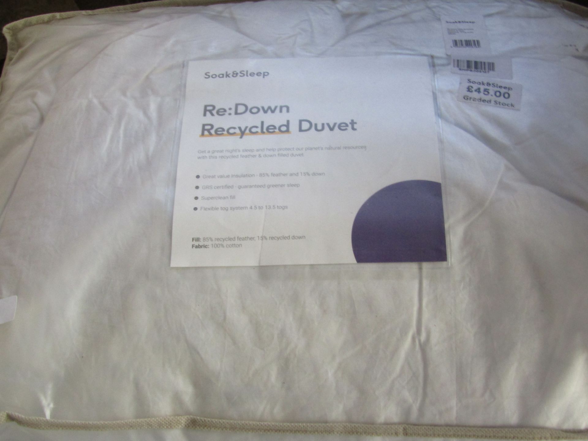 Soak & Sleep Recycle Down Duvet Superking 9 Tog RRP 200 - Image 2 of 2