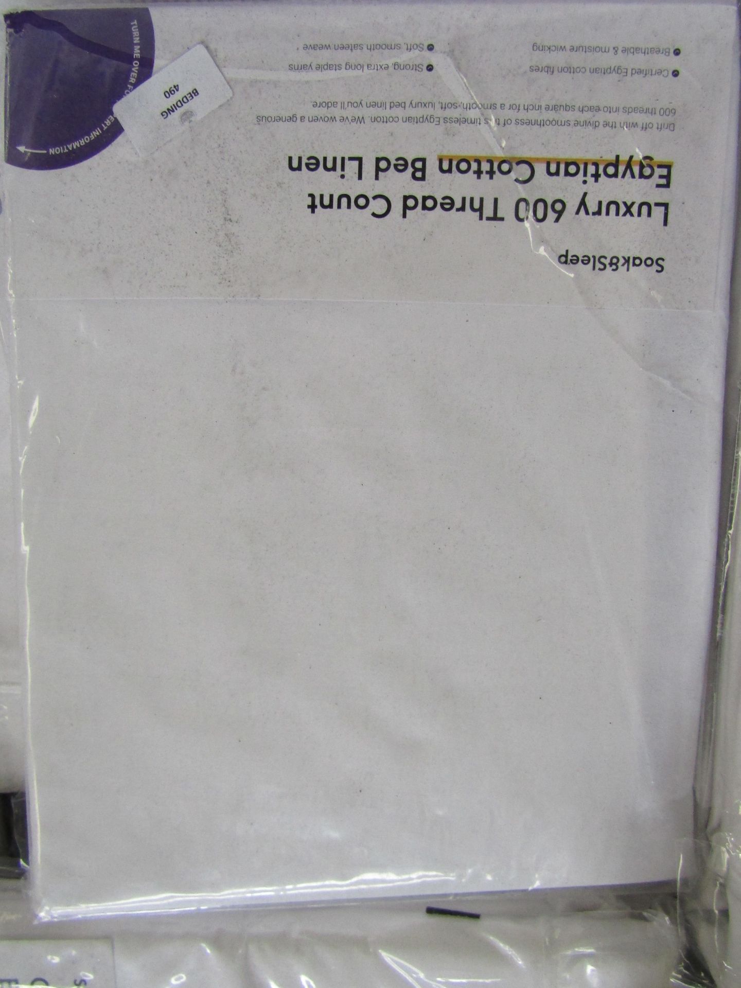 Soak & Sleep Soak & Sleep White 600TC Egyptian Cotton Single 30cm Fitted Sheet RRP 38 - Image 2 of 2