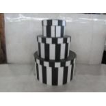 Style Sisters - Set of 3 Black & White Stripe Stacking Storage Boxes.