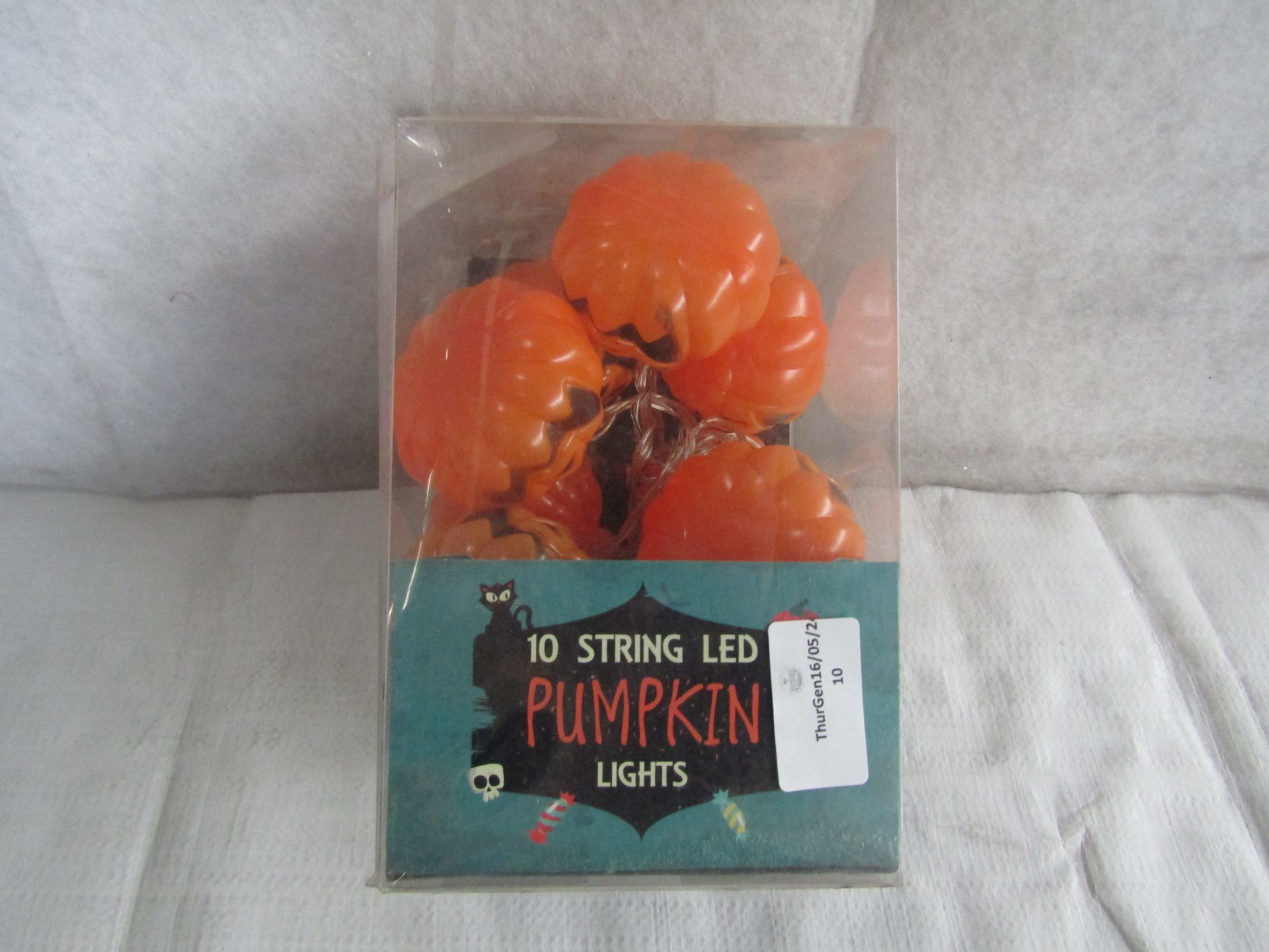 3X Set of 10 LED Pumpkin String Lights - Unchecked & Packaged.