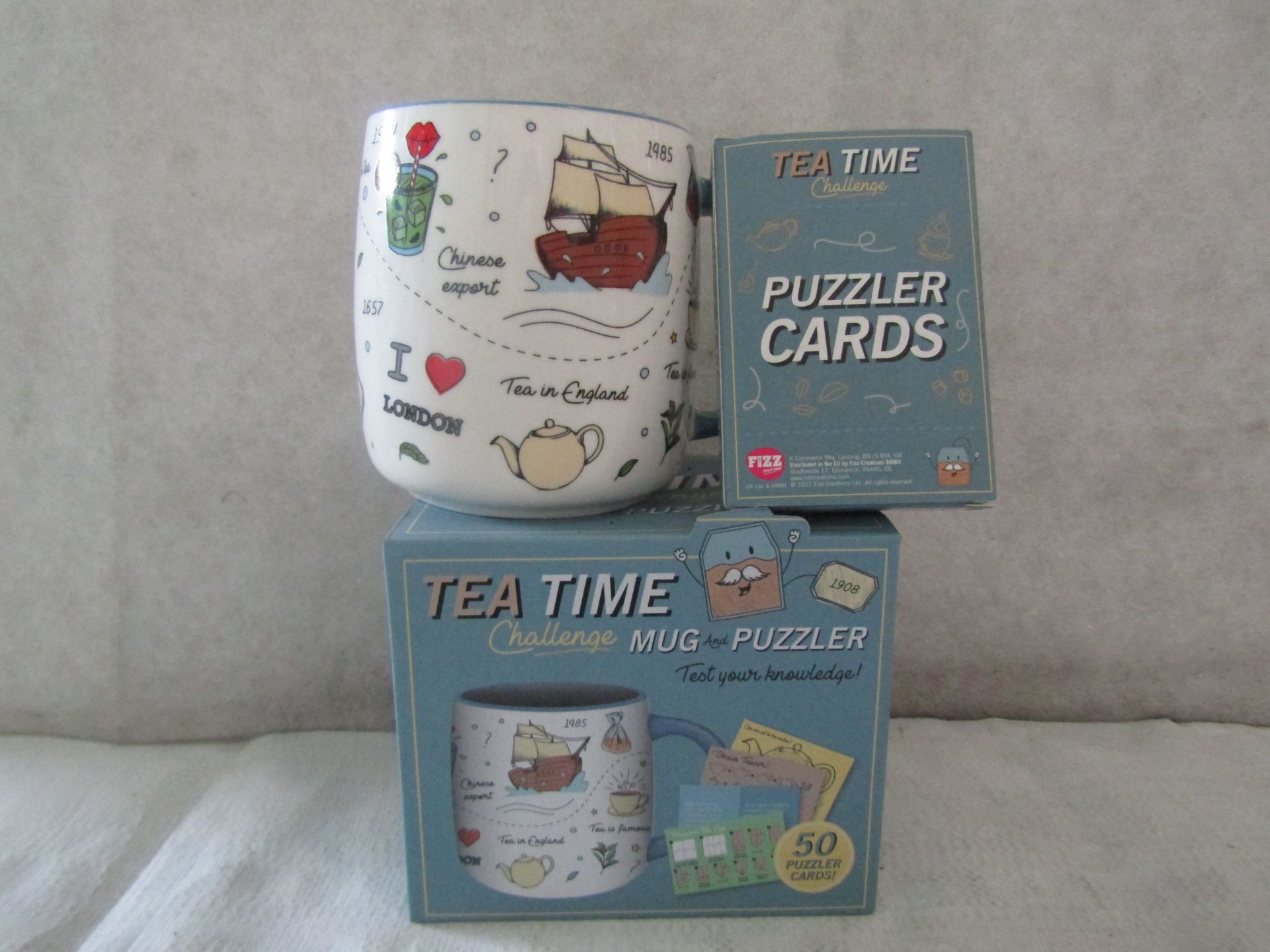 6X Teatime Challenge Puzzler - Includes 1x Mug & 50 Puzzler Cards - New & Boxed.