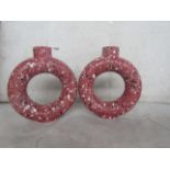 2X Sass & Belle - Brick Red Terrazzo Speckled Circle Vase - Large - Good Condition.