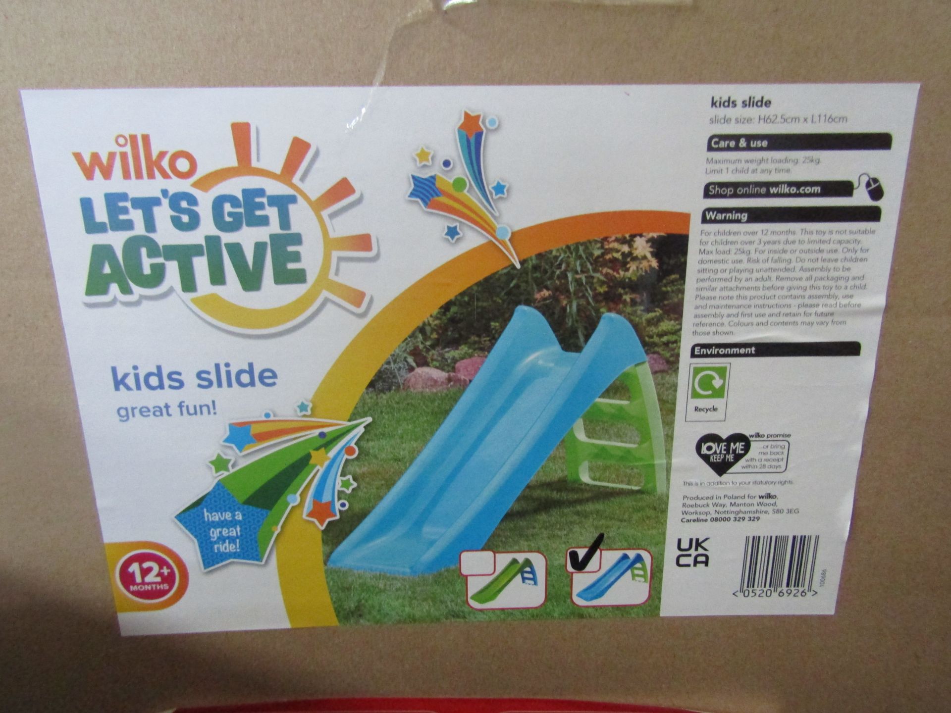 Wilko - Lets Get Active Kids Slide - Slide Size : H62.5 X L116cm - Unchecked & Boxed. - Image For