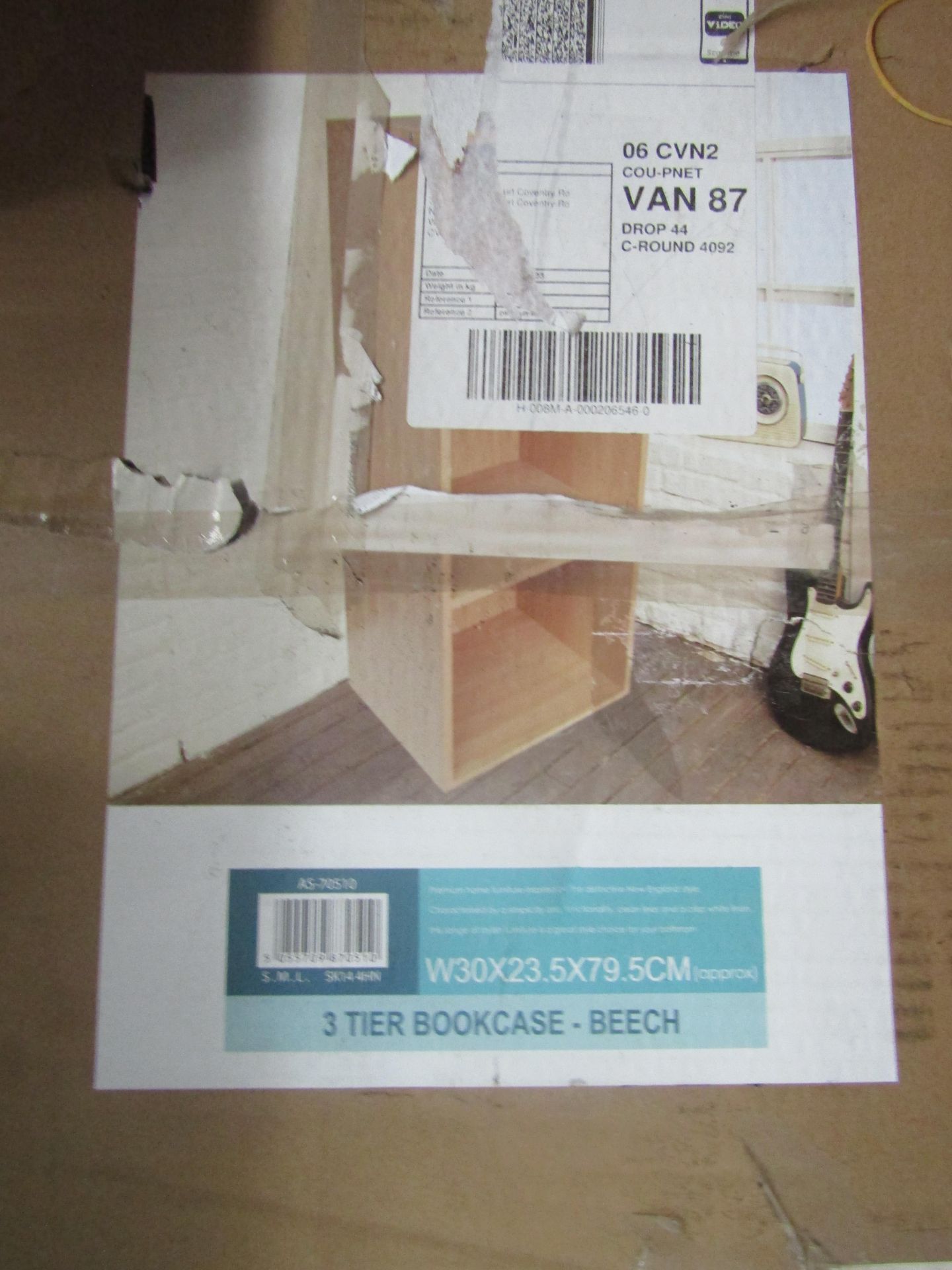 4X Asab - Beech 4-Tier Bookcase W30xD24xH108cm - Unchecked & Boxed. 2X Asab - Beech 3-Tier